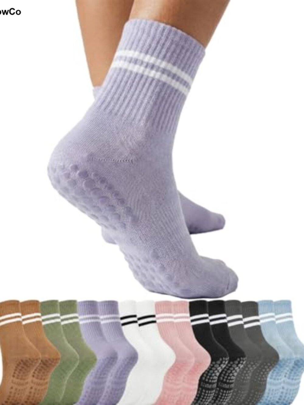 Non-Slip Grip Socks with Arch Support, Cotton Blend, Pilates Yoga Socks